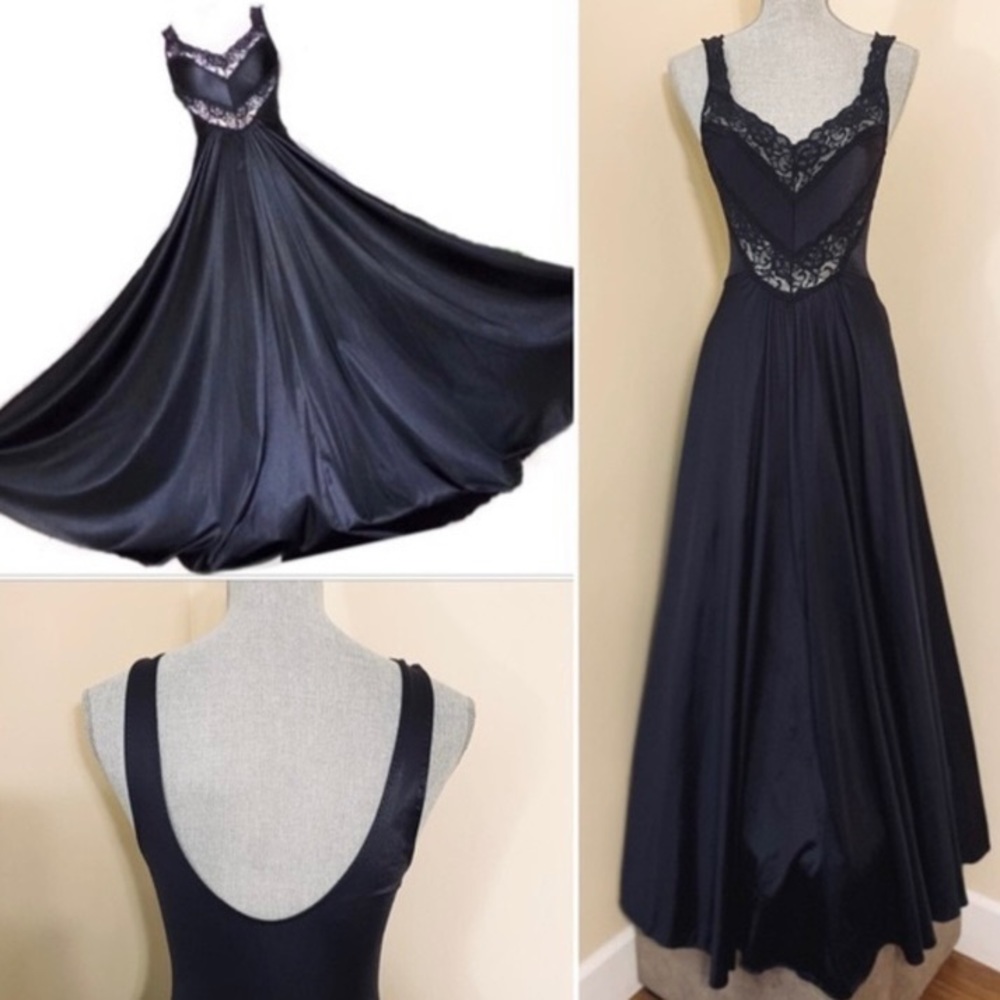 Vtg Long Black Nightgown